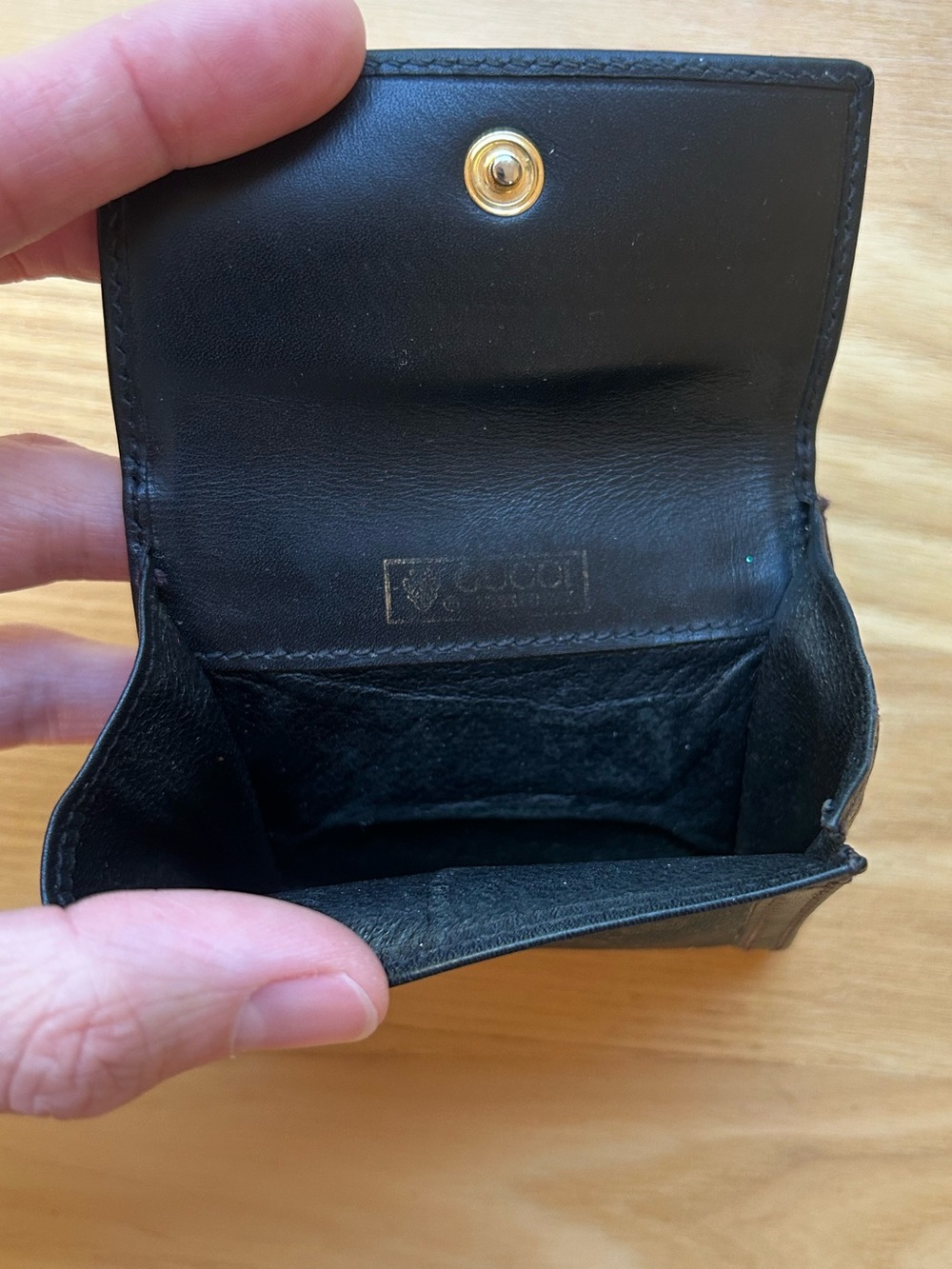 Vintage Gucci Black Card Case Wallet Coin Pouch Coated Canvas Leather Logo - Picture 3 of 9